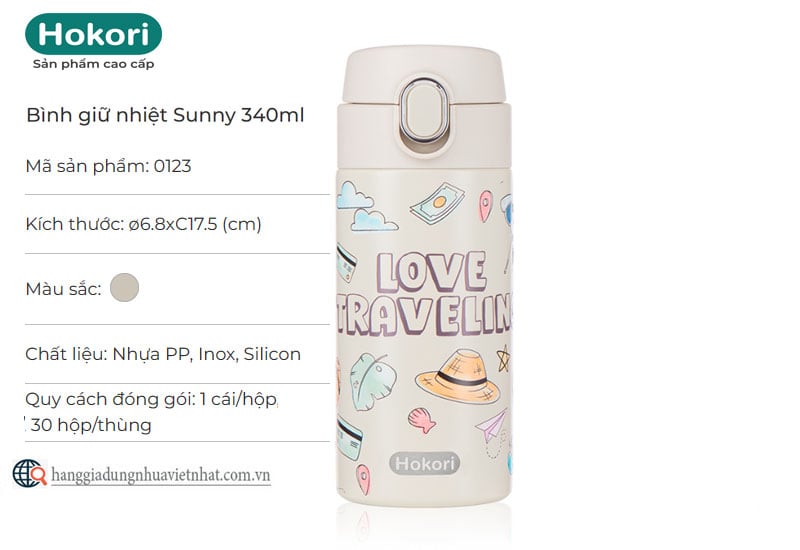 Bình giữ nhiệt Sunny 340ml Hokori 0123