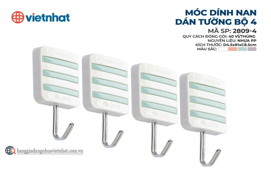 Móc dính nan dán tường bộ 4 - 2809-4