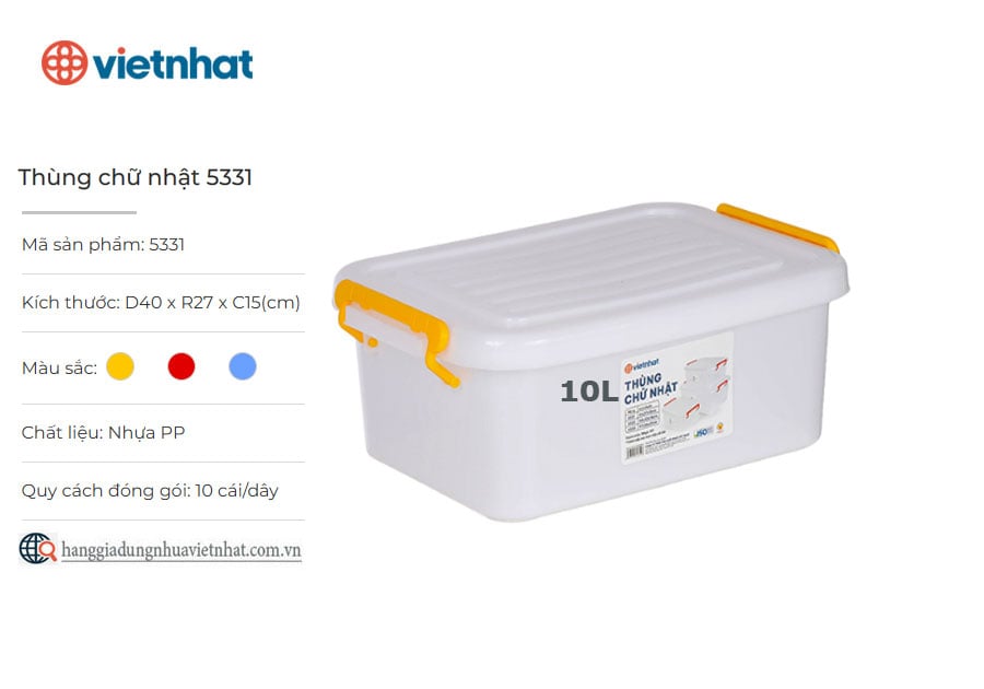 Thùng 10L chữ nhật 5331