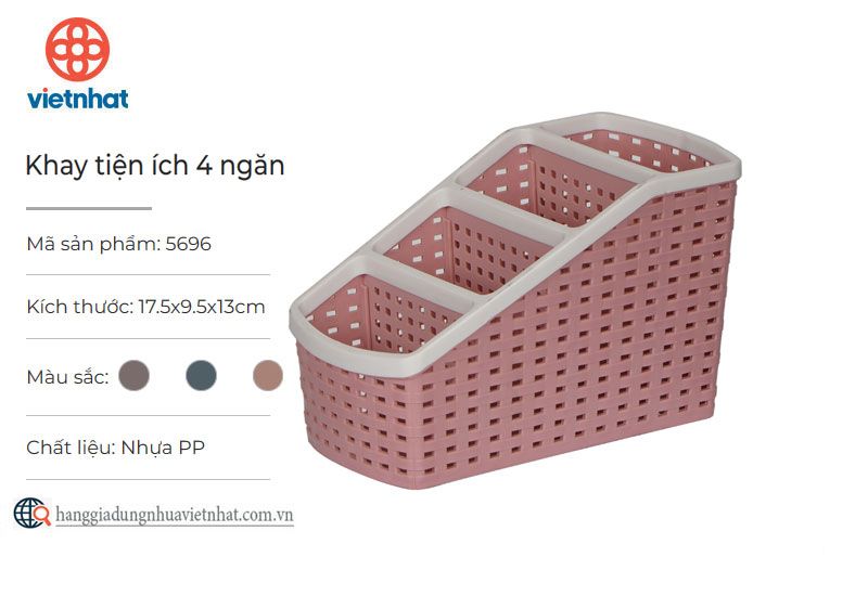 Khay tiện ích 4 ngăn 5696 – Nhựa Việt Nhật Plastic - Hokori cao cấp