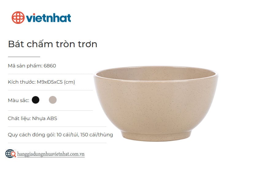 Bát chấm tròn trơn 6860