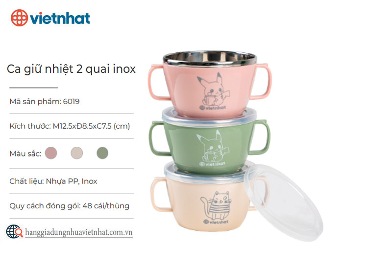 Ca giữ nhiệt 2 quai inox 6019