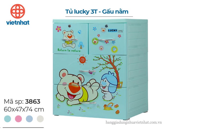 Tủ Lucky 3T - Gấu Nằm