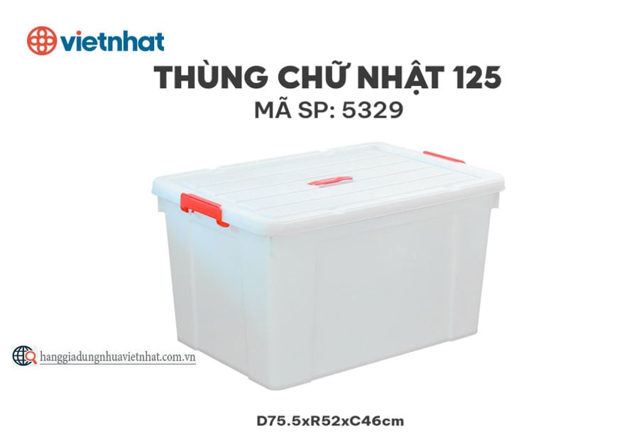 Thùng chữ nhật có bánh xe 125L - 5329