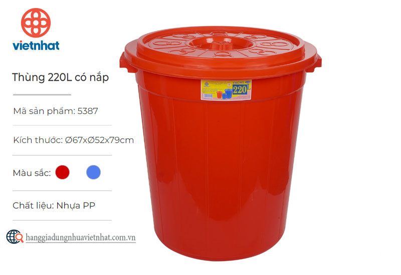 Thùng 220L có nắp 5387