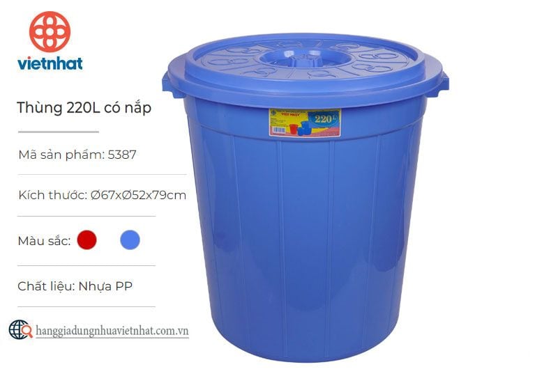 Thùng 220L có nắp 5387