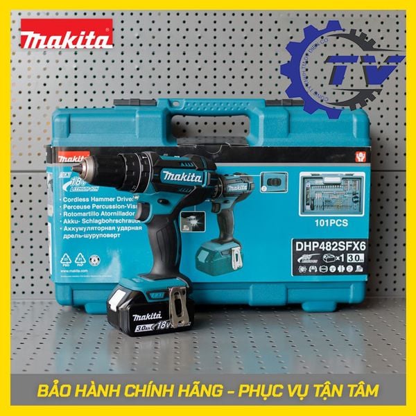Máy Khoan Pin Makita DHP482SFX6 (Set 101 mũi khoan)