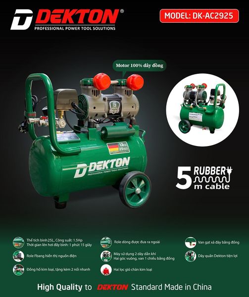 Máy nén khí không dầu Dekton DK-AC2925