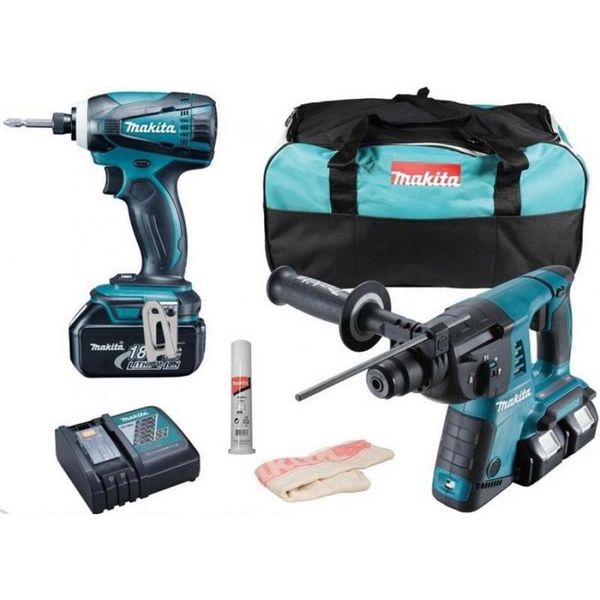 Bộ máy khoan bê tông và máy vặn vít dùng pin Makita DLX2071PM1