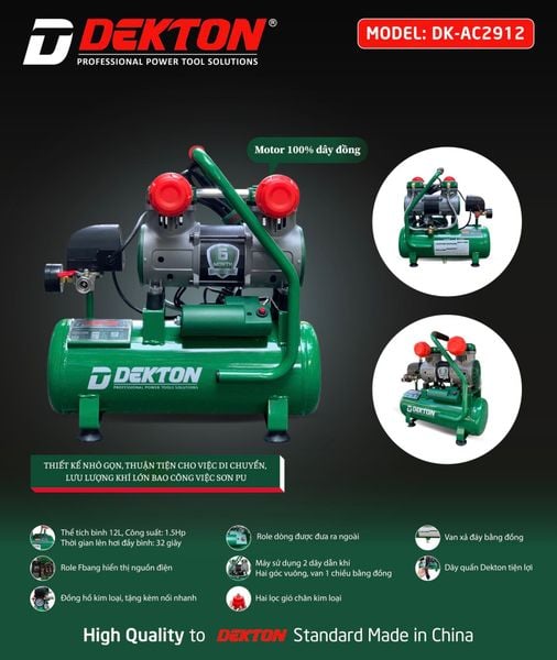 Máy Nén Khí Không Dầu Dekton DK-AC2912