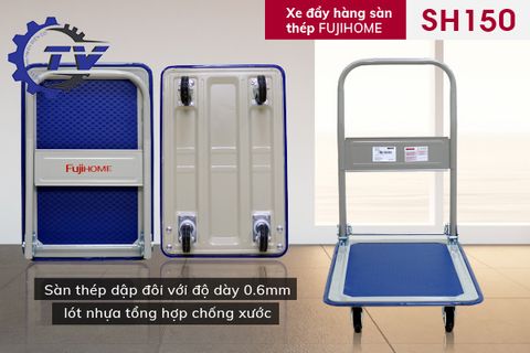 Xe đẩy hàng 4 bánh sàn thép FUJIHOME SH150