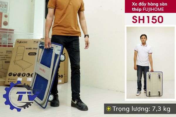 Xe đẩy hàng 4 bánh sàn thép FUJIHOME SH150