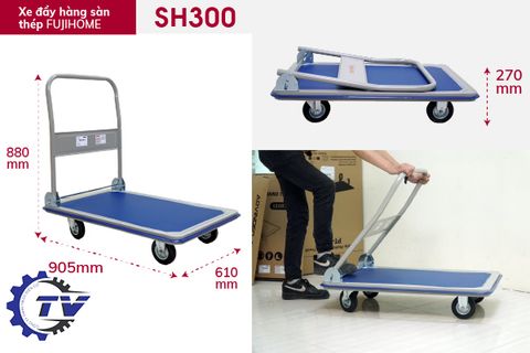 Xe đẩy hàng sàn thép 4 bánh FUJIHOME SH300