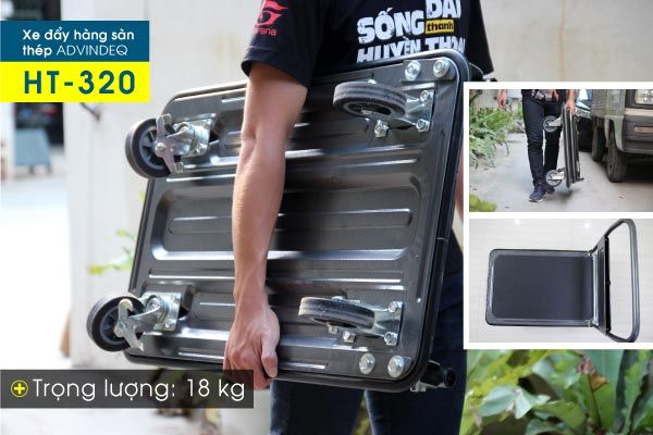 Xe Đẩy Hàng 4 Bánh Sàn Thép Phủ Nhám ADVINDEQ HT-320