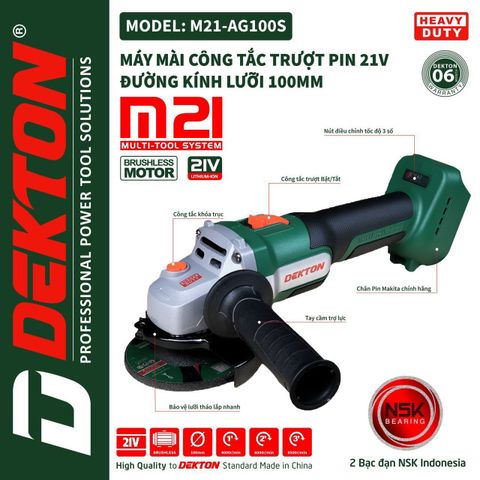 Mái mài dùng Pin Dekton M21-AG100S (Công Tắc Trượt)