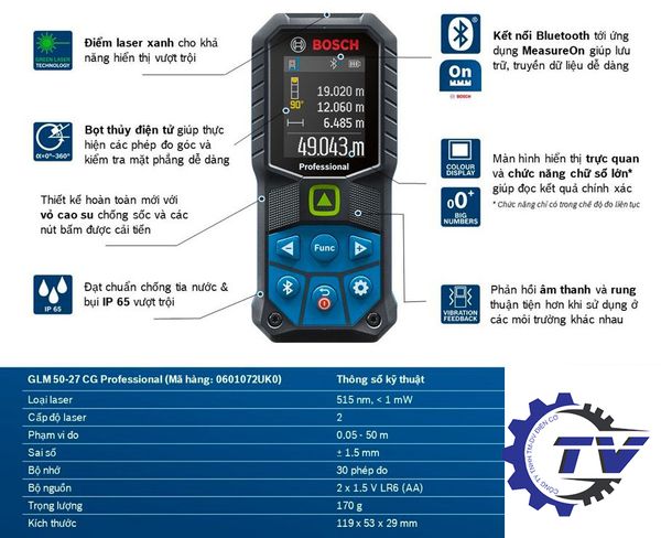 Máy đo Laser tia Xanh Bosch GLM 50-27CG