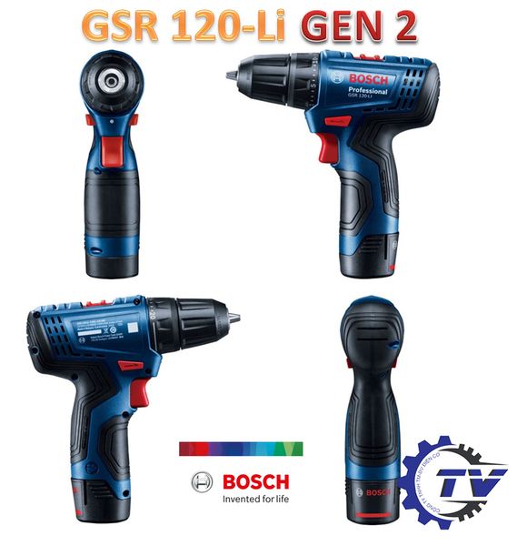 Máy khoan pin Bosch GSR 120-LI GEN II (2pin + phụ kiện)