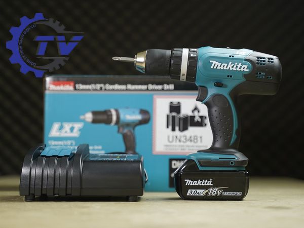 Máy khoan búa vặn vít dùng pin Makita DHP453SFX8
