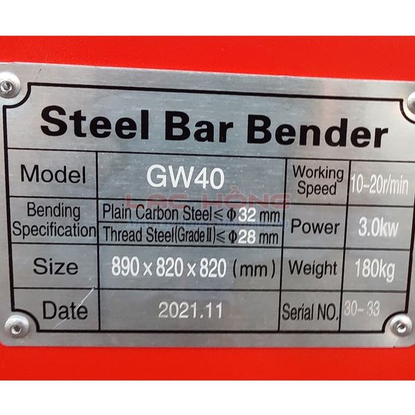 Máy uốn sắt Đông Phong GW40 (Loại Thường)