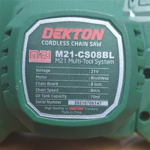 Máy Cưa Xích Dùng Pin Dekton M21-CS08BL