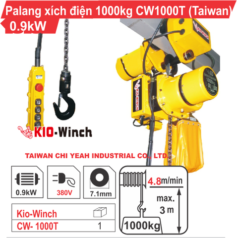 PA LĂNG XÍCH ĐIỆN 1000KG KIO-WINCH CW-1000T