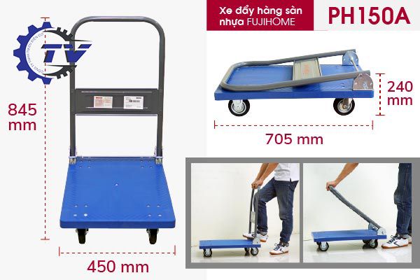 Xe đẩy hàng sàn nhựa FUJIHOME PH150A