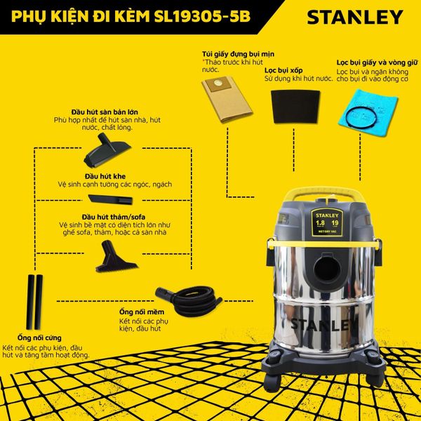 Máy hút bụi 3 chức năng 19L Stanley SL19305-5B