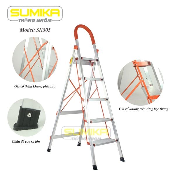 Thang nhôm ghế 5 bậc Sumika SK305
