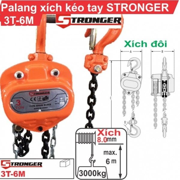 PA LĂNG XÍCH KÉO TAY STRONGER 3T-6M