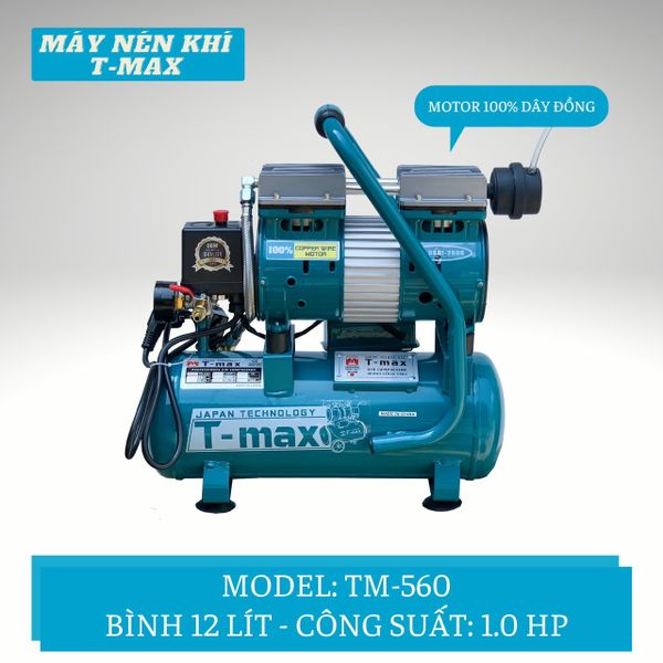 Máy Nén Khí Êm Không Dầu 12L TMAX TM-560