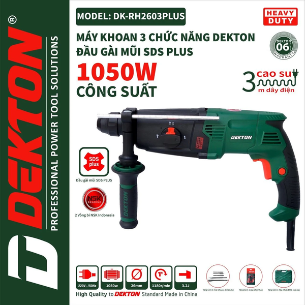 Máy khoan 3 chức năng DEKTON DK-RH2603PLUS