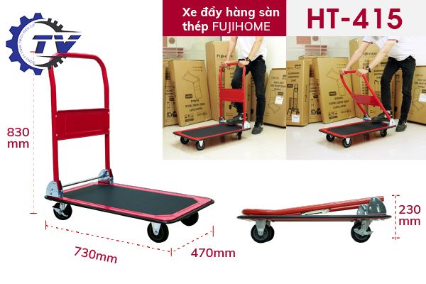 Xe đẩy hàng sàn thép 4 bánh FUJIHOME HT-415