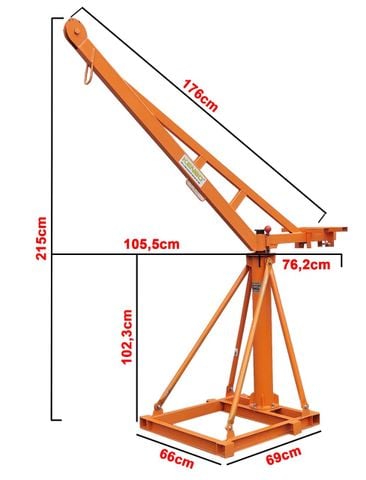 Khung cẩu xoay 360 độ 500kg đế 4 tay giằng