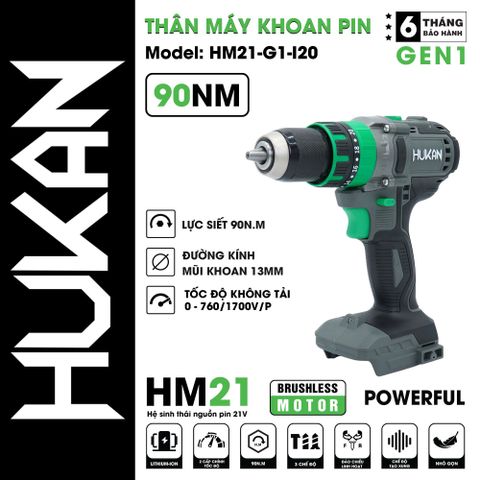 Máy Khoan Pin Hukan Đầu13MM GEN 1 HM21-G1-I20 (Chưa Pin, Sạc)