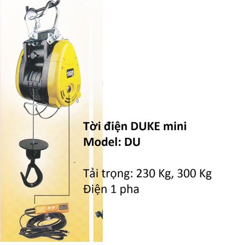 Máy Tời Điện Móc Treo Mini Duke DU-300A