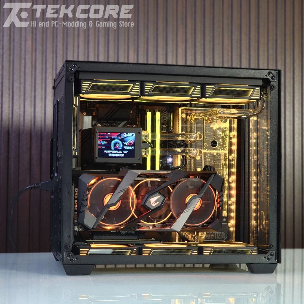 PC tản nhiệt nước Custom Cooling LCD TEKPC Black Gold