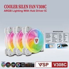 Bộ 3 quạt VSP V308C white led ARGB SYNC