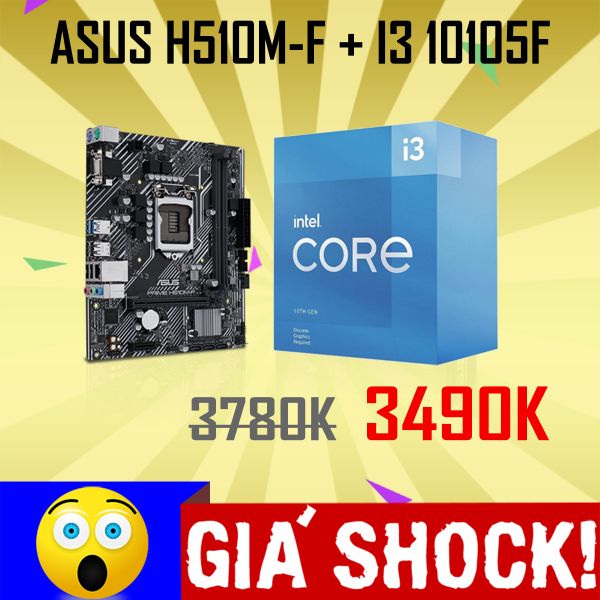 Combo ASUS H510M-F + CPU Intel Core i3 10105F