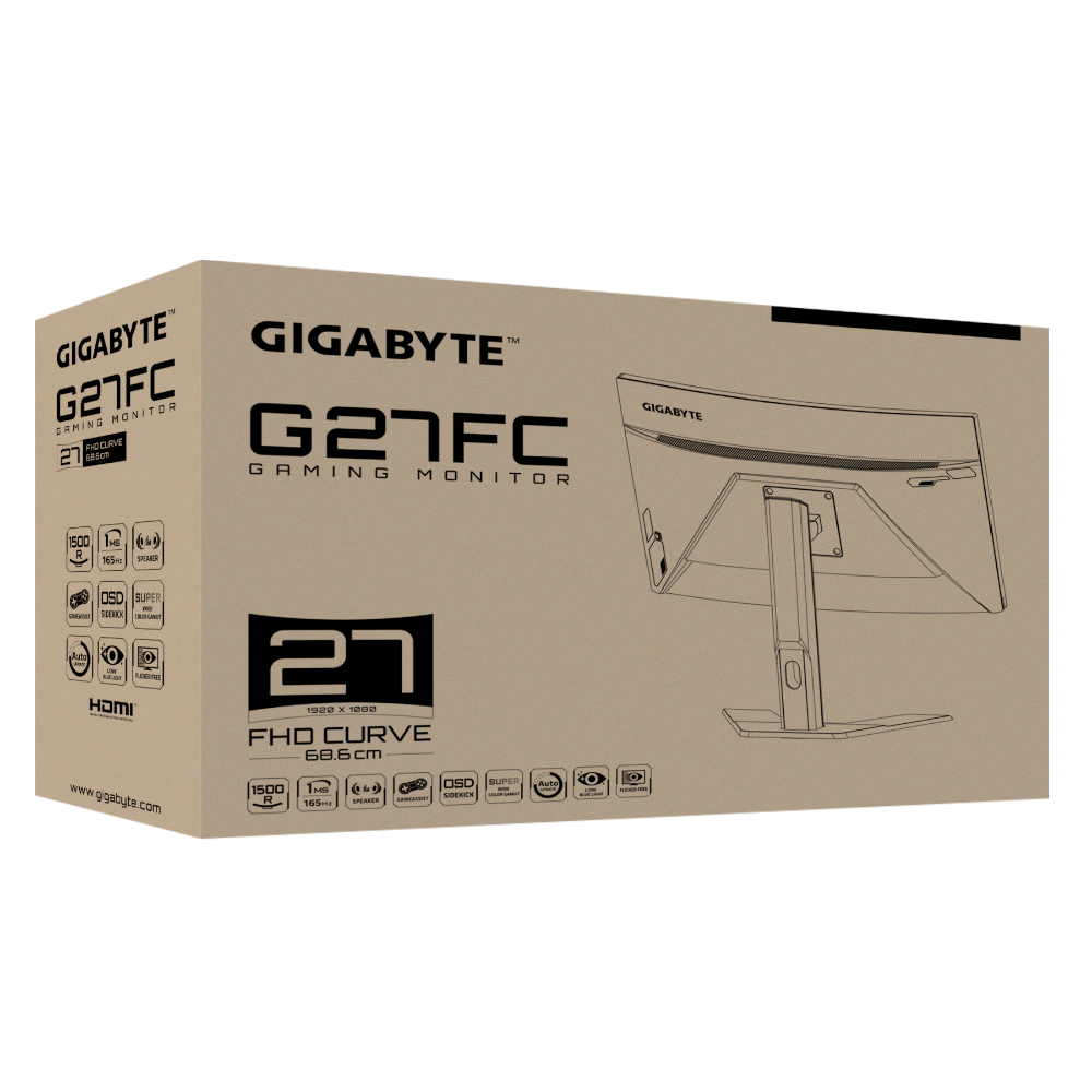 Màn hình Gigabyte G27FC Gaming 165Hz Curved 1ms FHD