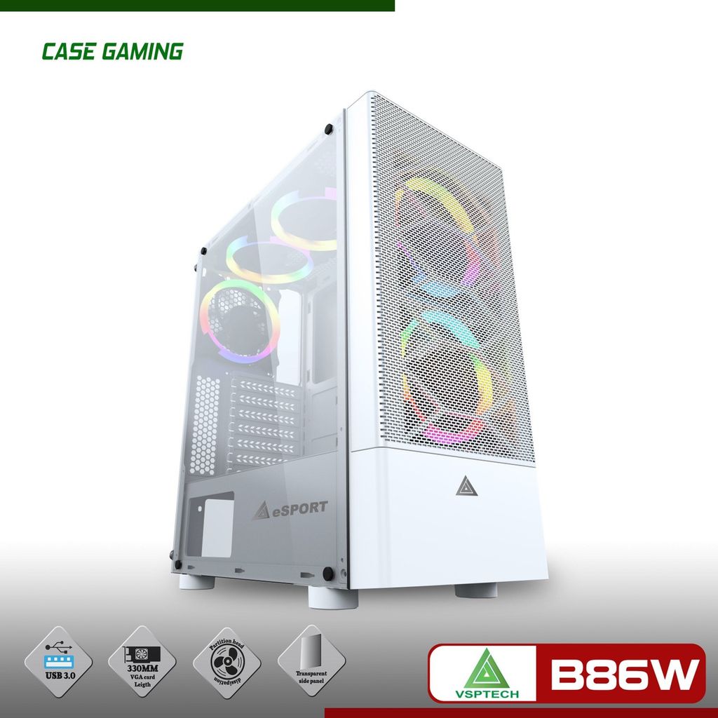 Case VSP B86 Full ATX (Black - White - Pink )