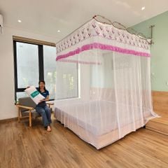 Màn khung xếp gọn- Trắng Hoa Cỏ Tím