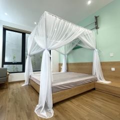 Màn khung 4 góc không khoan - 1 lớp- Trắng ((Xếp li thân)