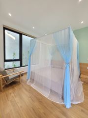 Màn khung 4 góc không khoan - 2 lớp- Trắng Xanh