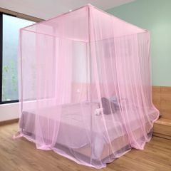 Màn khung 4 góc không khoan - 1 lớp- Hồng ((Không xếp li thân)