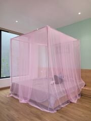 Màn khung 4 góc không khoan - 1 lớp- Hồng ((Không xếp li thân)
