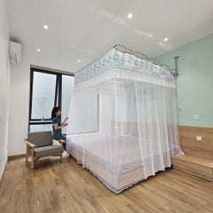 Màn khung xếp gọn- Trắng Hoa Xanh