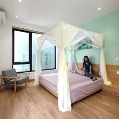 Màn khung 4 góc không khoan - 2 lớp- Trắng Vàng