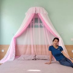 Màn công chúa- 2 lớp- Trắng Hồng
