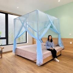 Màn khung 4 góc không khoan - 1 lớp- Xanh (Không xếp li thân)
