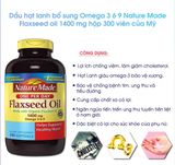 Dầu hạt lanh Omega 3-6-9 Nature Made Flaxseed oil 1400 mg 300 viên Mỹ .( mẩu mới).